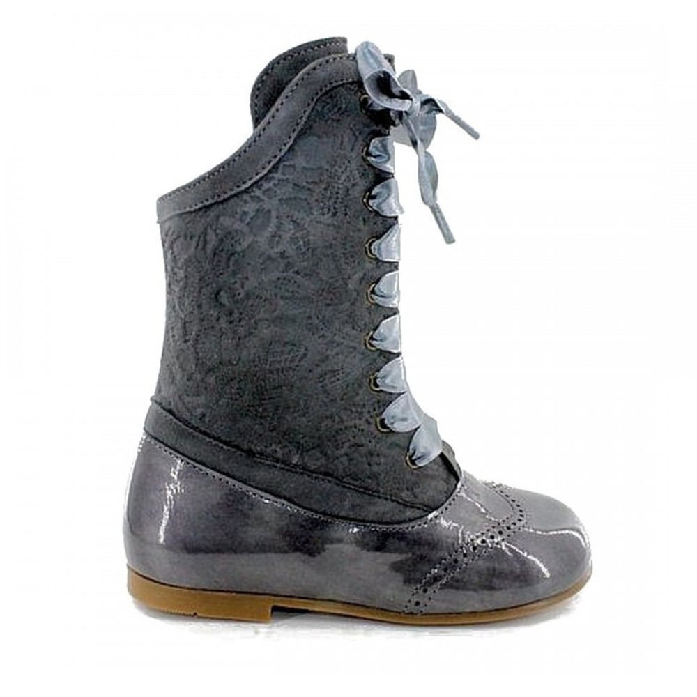 Pascuala alta Gux's de charol y ante resistente Zapatos Puntapié