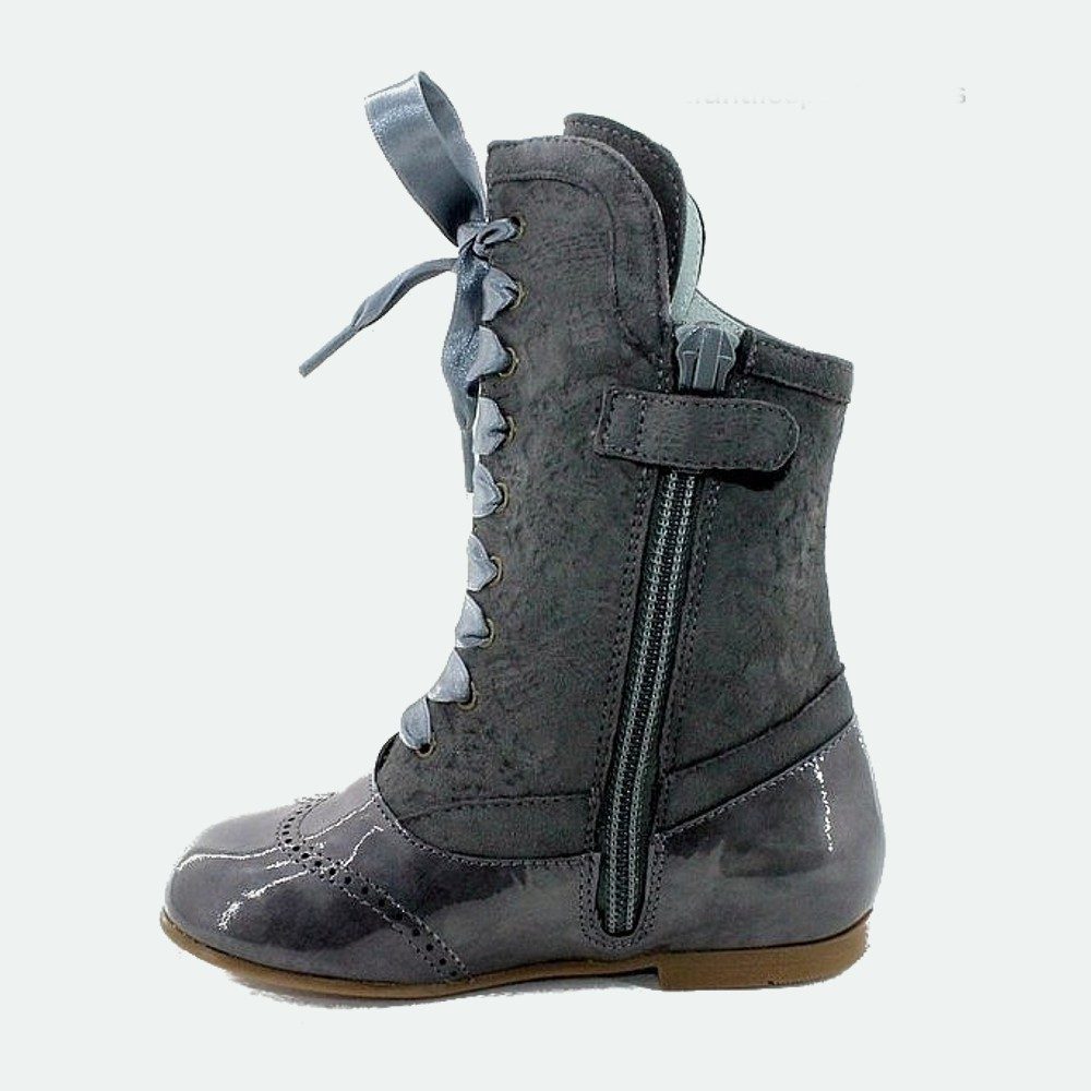 Pascuala alta Gux's de charol y ante resistente Zapatos Puntapié