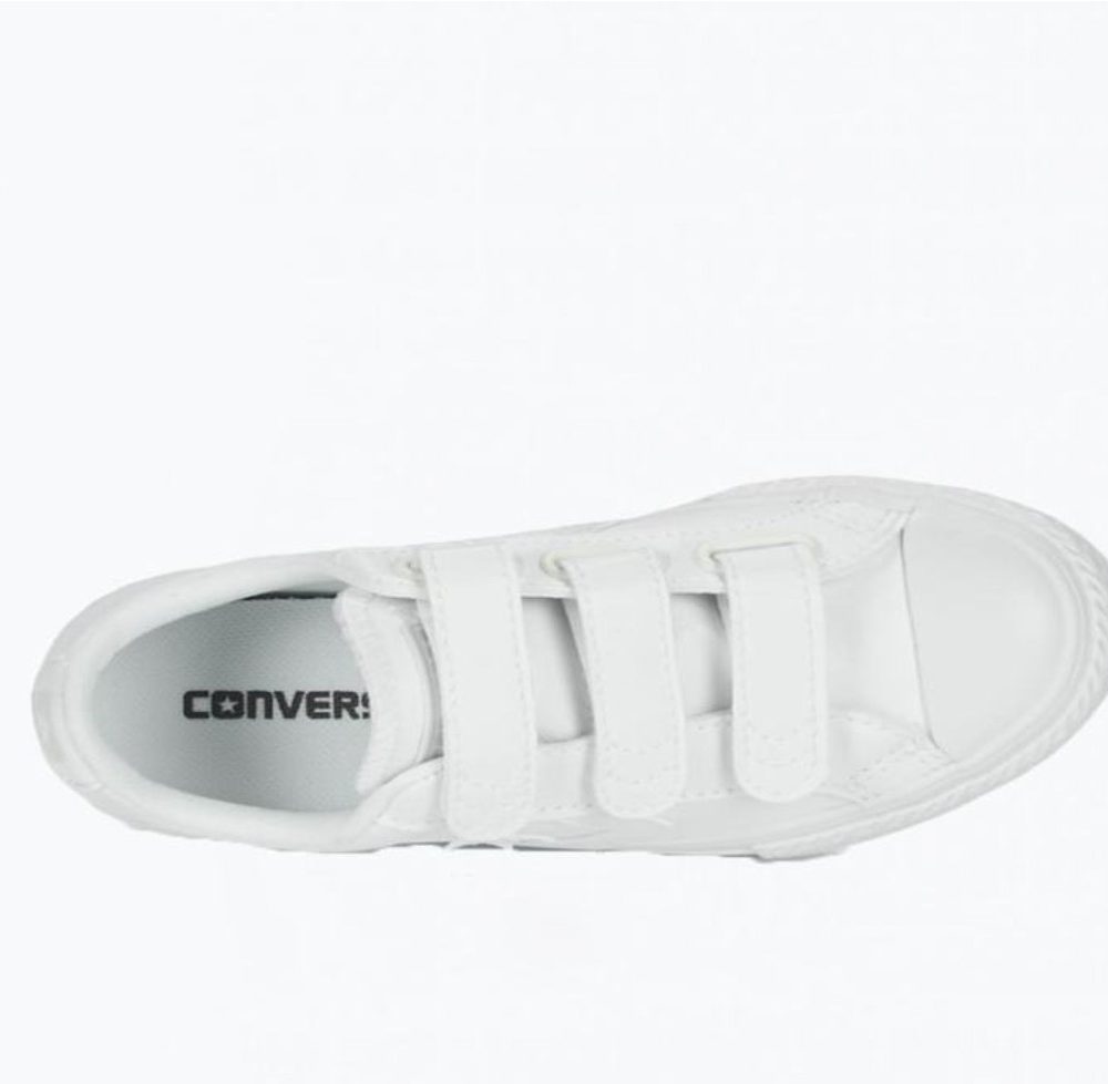 Converse Star Player Star Velcro Piel Blanca Niño | Puntapié