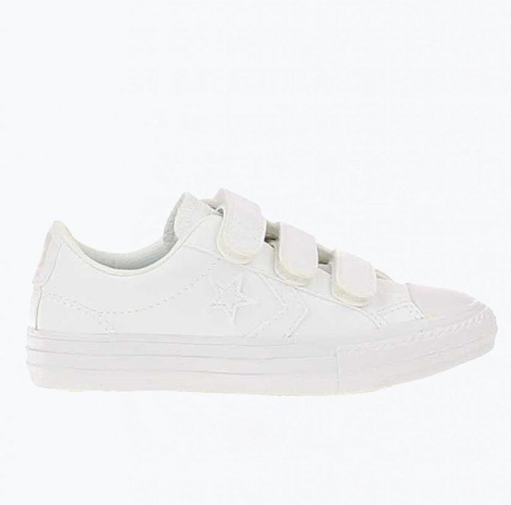 Converse Star Player All Star Velcro Piel Blanca Niño