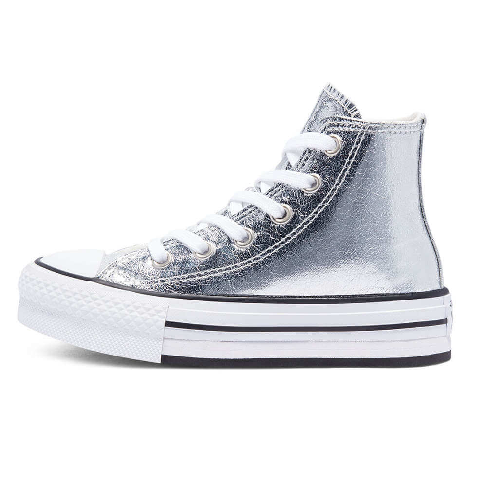 BOTA CONVERSE PLATAFORMA PLATA - Zapatos Infantiles