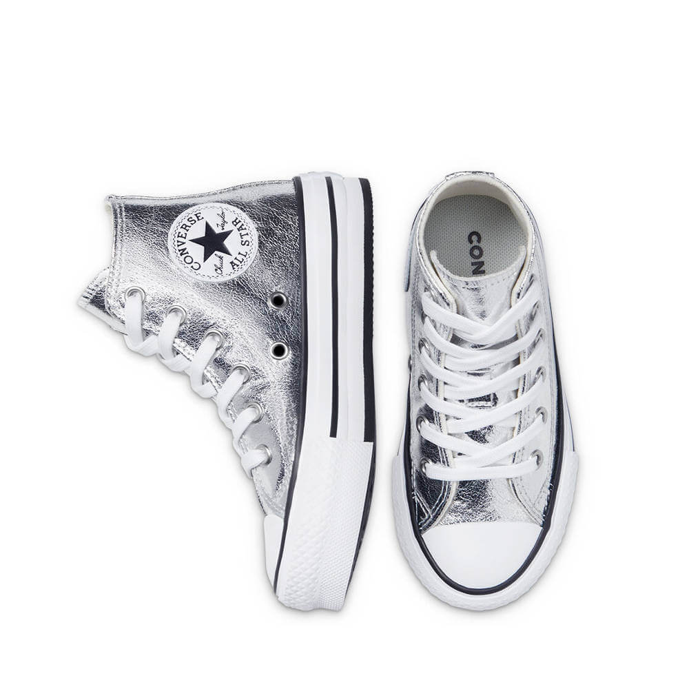 BOTA CONVERSE PLATAFORMA PLATA - Zapatos Infantiles